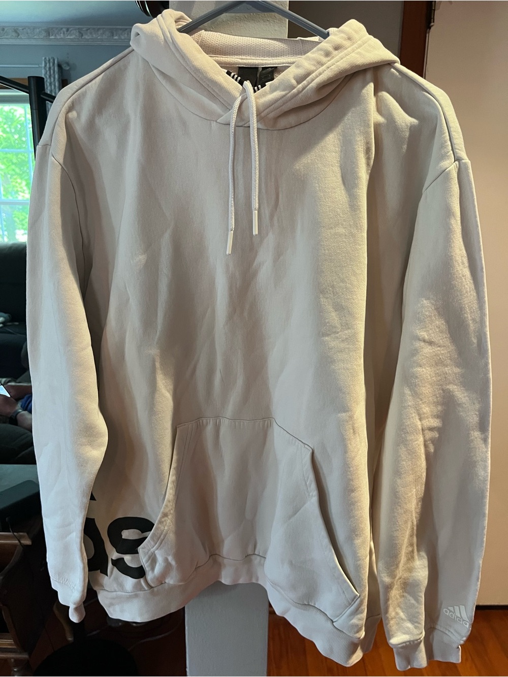 White Men's Adidas Pullover Hoodie - Casual Comfort